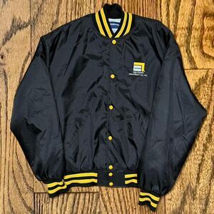 Vintage Black and Yellow Farming Tractor Embroidered Varsity Bomber Jacket
